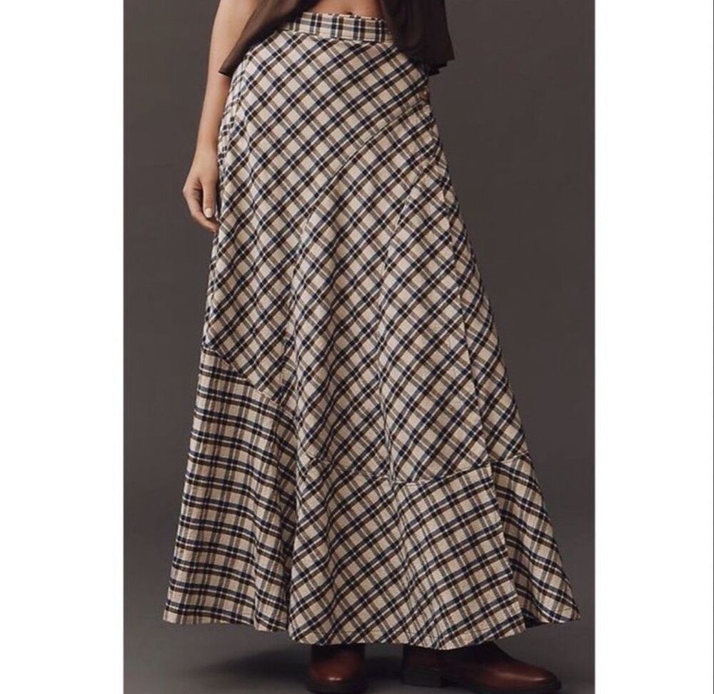 EUC - Anthropologie plus size 1X plaid wrap skirt fall western